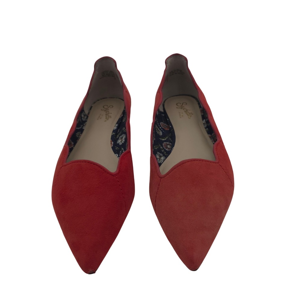 Seychelles Coral Suede 8 Pointedβ Toe Flats Scalloped Ballet Shoes Y2K